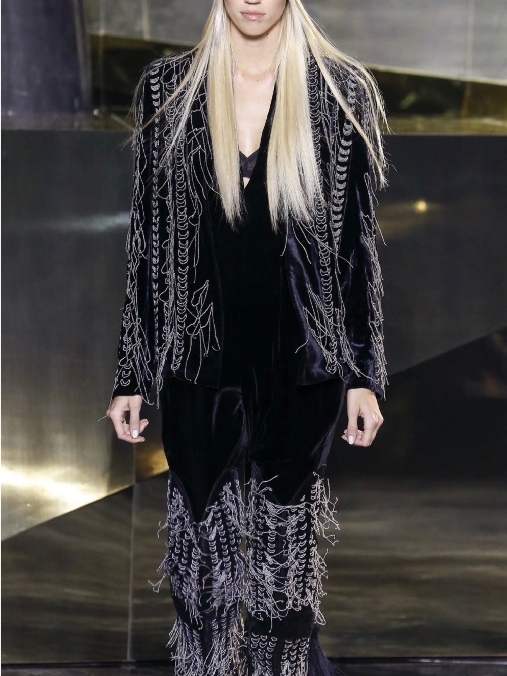 Rare HM studio Archive 2016 collection fringe Velvet Jacket